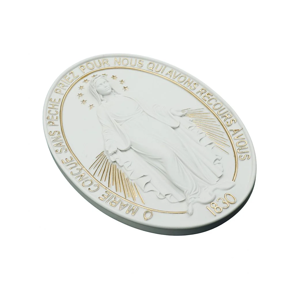 Medalha Milagrosa 23 cm (par) Branco com Dourado - Image 3