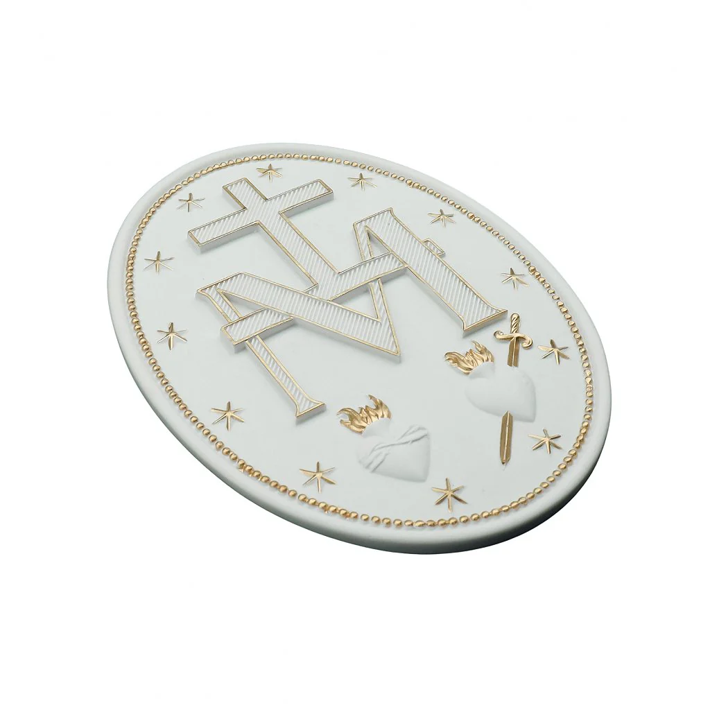 Medalha Milagrosa 23 cm (par) Branco com Dourado - Image 4