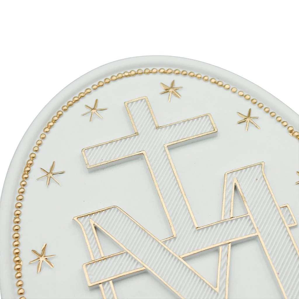 Medalha Milagrosa 23 cm (par) Branco com Dourado - Image 5