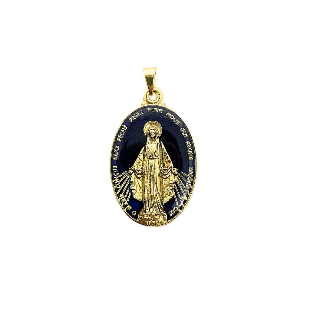 Medalha Milagrosa 30 mm Dourada Azul - Image 3