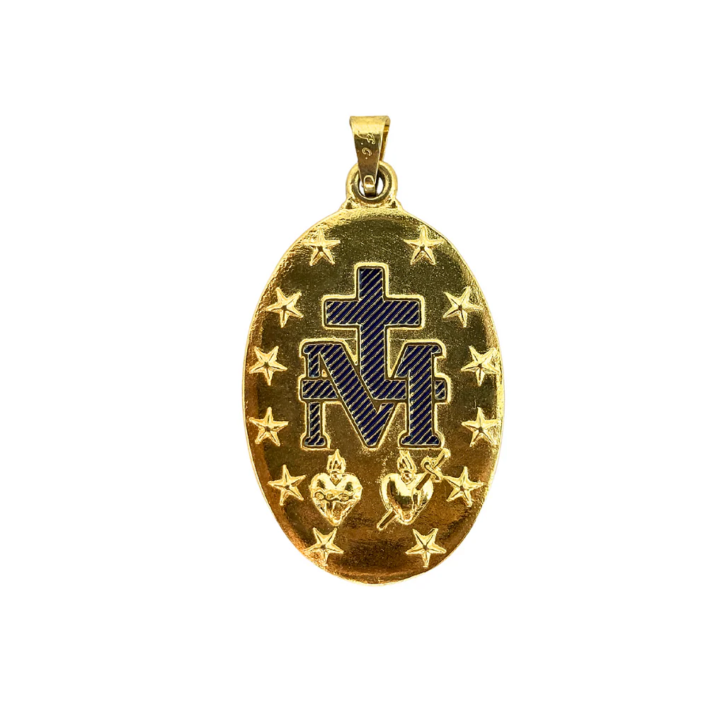 Medalha Milagrosa 39 mm Azul Dourada - Image 2