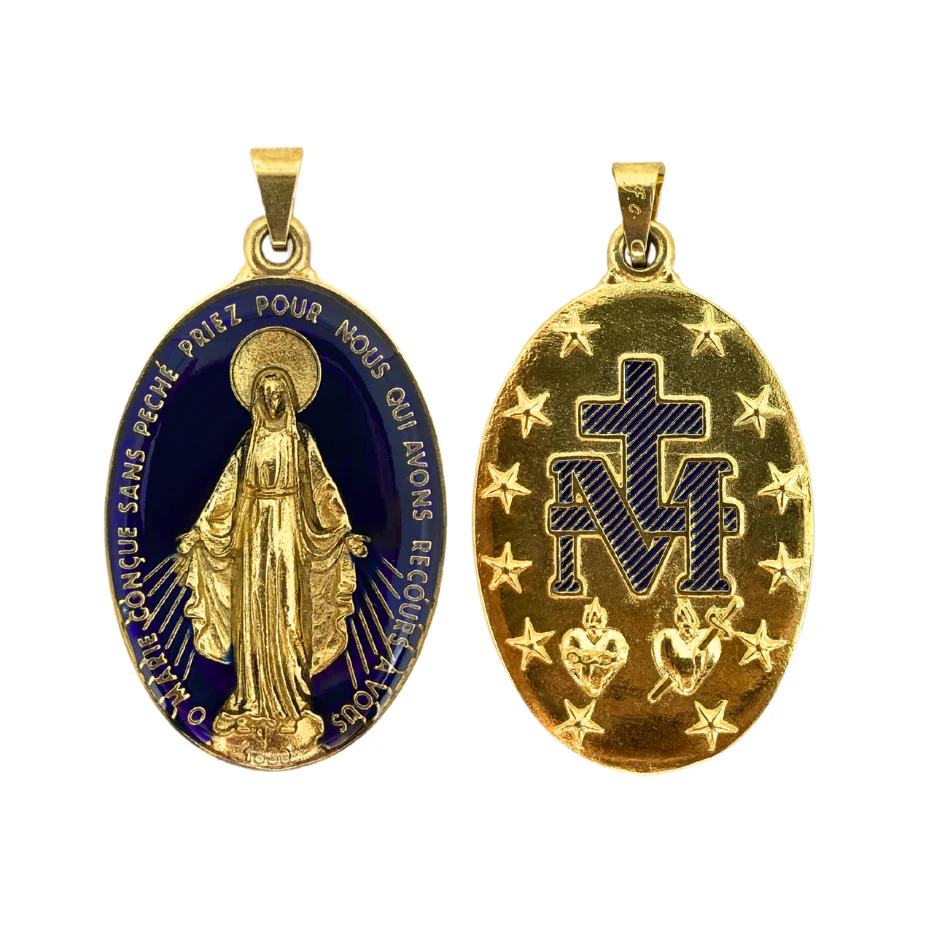 Medalha Milagrosa 39 mm Azul Dourada - Image 3