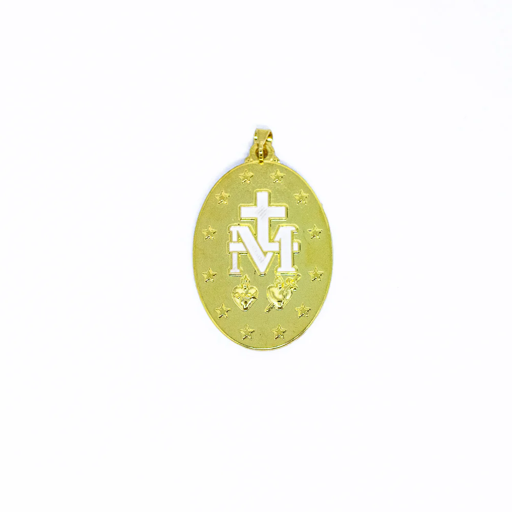 Medalha Milagrosa 39 mm Branca Dourada - Image 3
