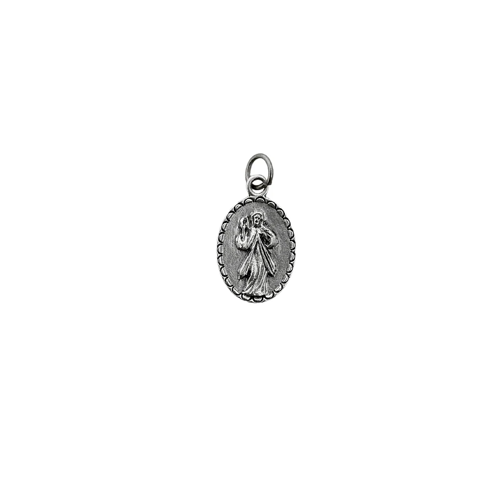 Medalha Rainha da Paz e Jesus Misericordioso 1,6 cm Resinada Azul - Medjugorje - Image 3