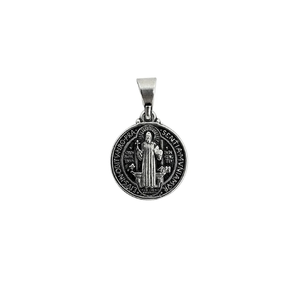 Medalha São Bento 13 mm Prata Velha - Image 2