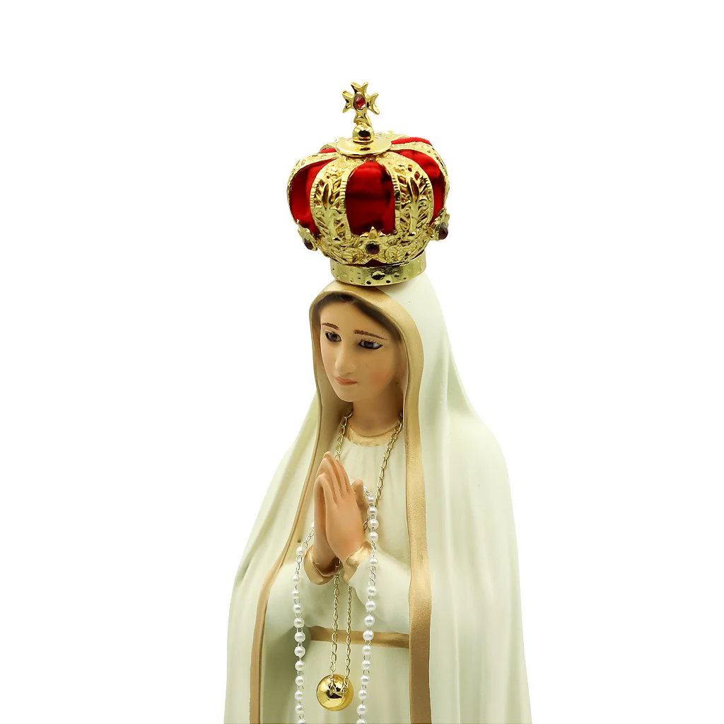 Nossa senhora de Fátima 43 cm c/ olhos de vidro - Colorida - Image 3