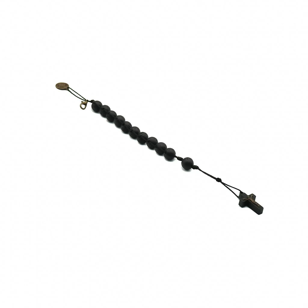 Pulseira Dezena São Bento com Medalha - pedra vulcânica - Image 2