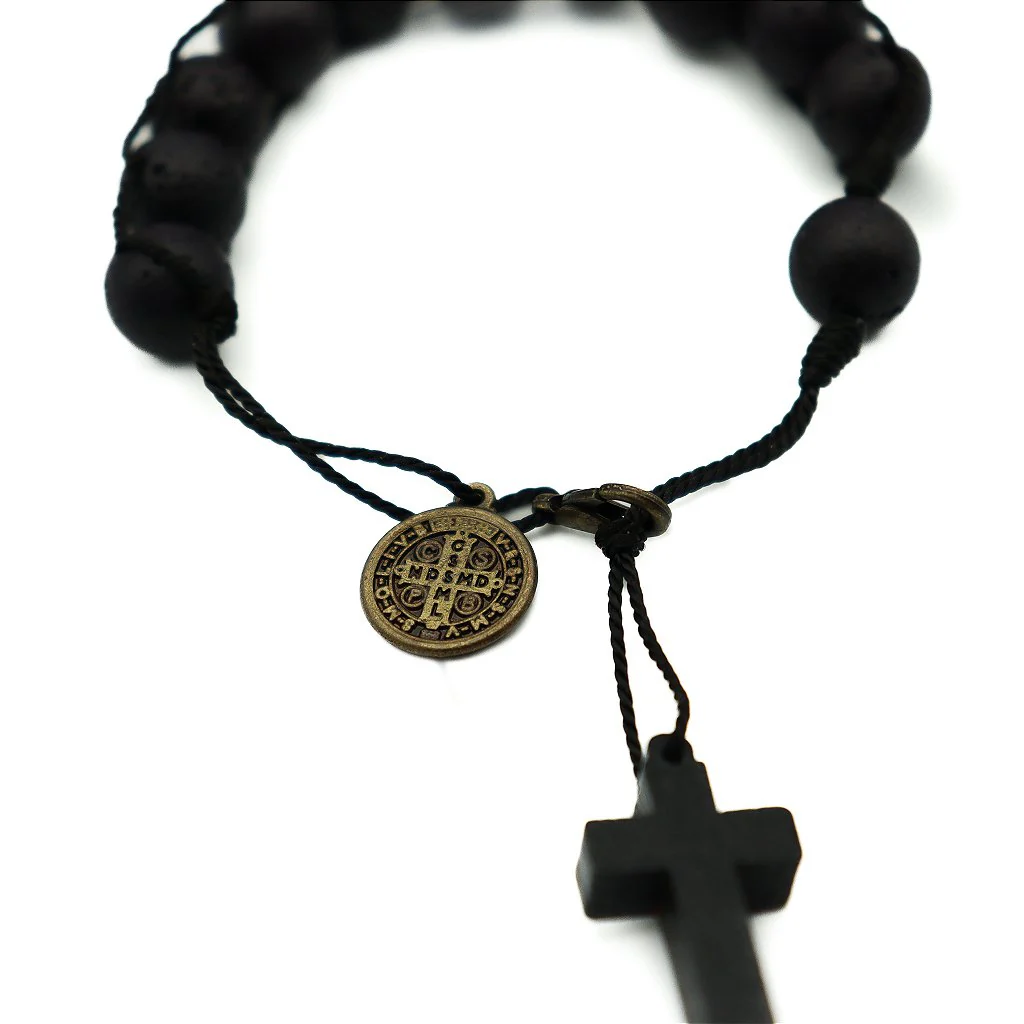 Pulseira Dezena São Bento com Medalha - pedra vulcânica - Image 4