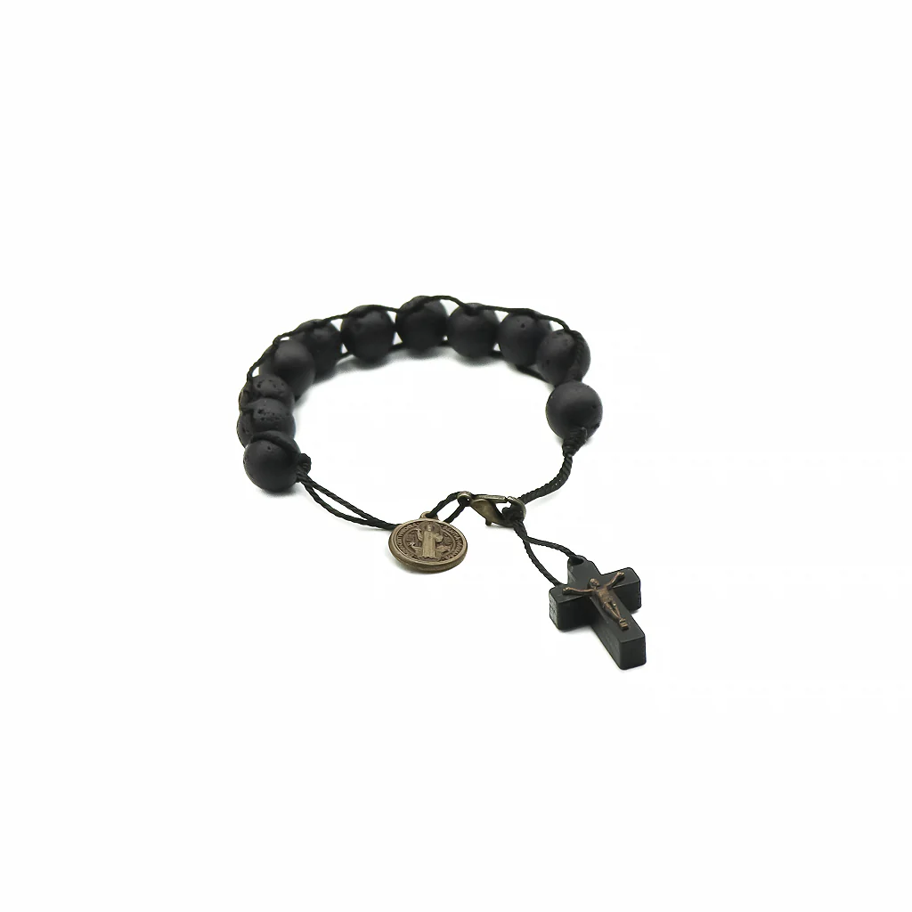Pulseira Dezena São Bento com Medalha - pedra vulcânica - Image 5