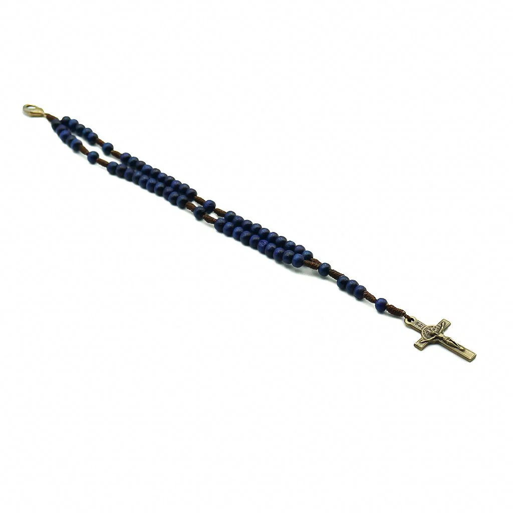 Pulseira Terço Acampamento Madeira 4mm Azul - Image 4