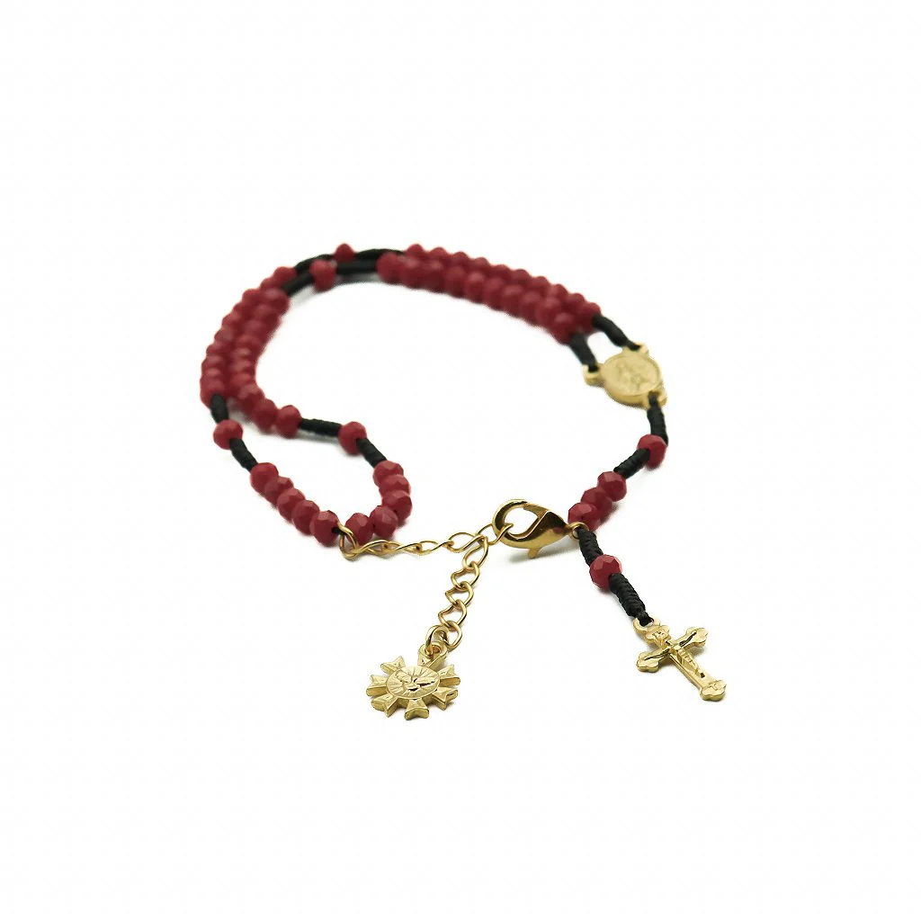 Pulseira Terço Cristal Vidro 4mm Bordo - Image 2