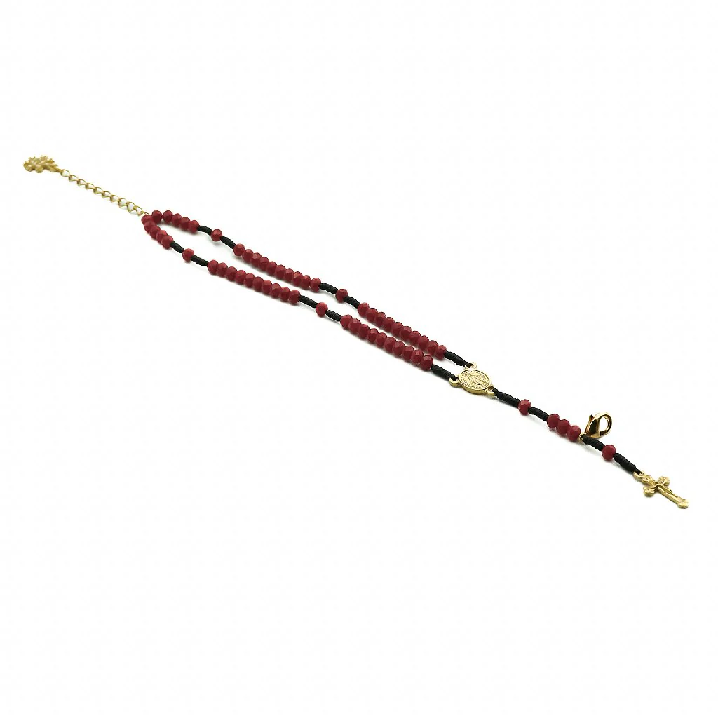 Pulseira Terço Cristal Vidro 4mm Bordo - Image 4