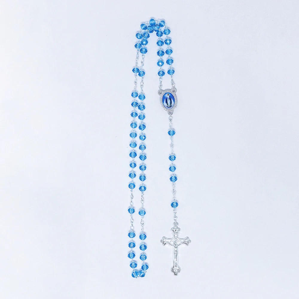 Terço Cristal 6mm Azul - Nossa Senhora das Graças - Image 2