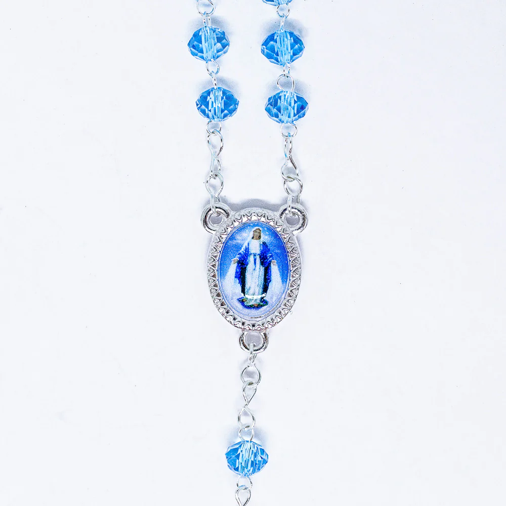 Terço Cristal 6mm Azul - Nossa Senhora das Graças - Image 4