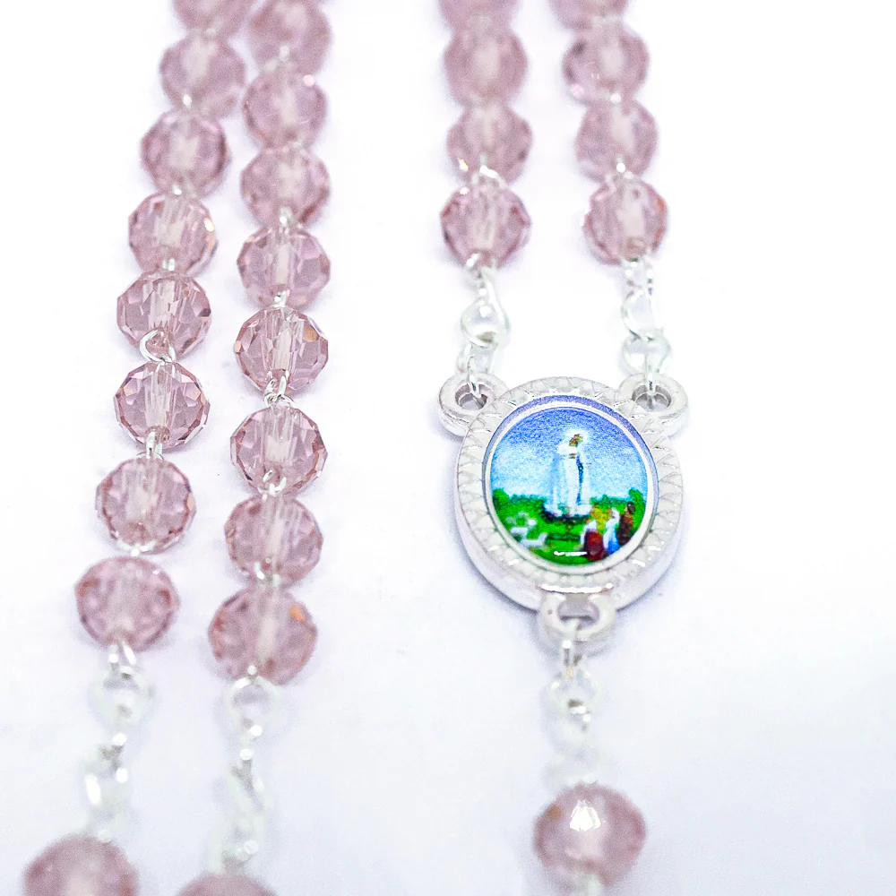 Terço Cristal 6mm Rosa - Nossa Senhora de Fátima - Image 3