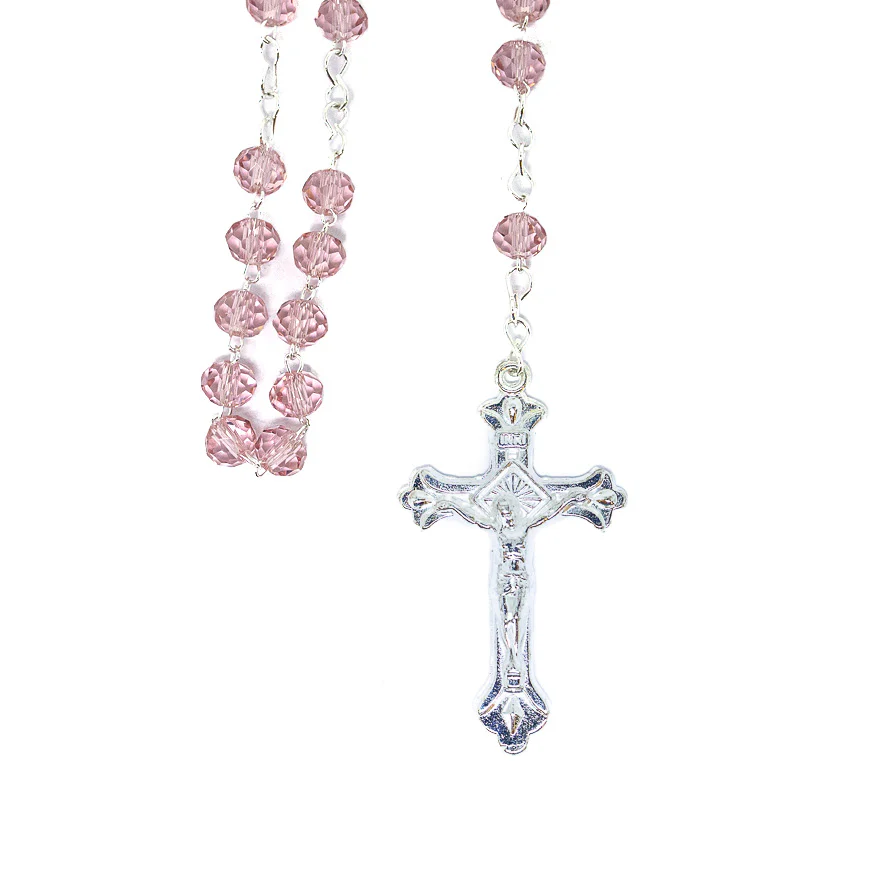 Terço Cristal 6mm Rosa - Nossa Senhora de Fátima - Image 4
