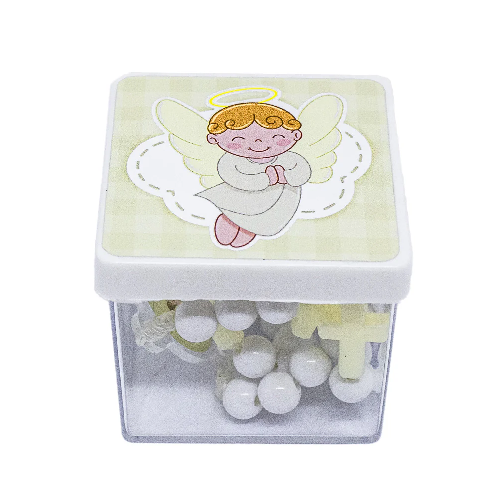 Terço Infantil Com Caixa Acrilica - Anjo Branco - Image 3
