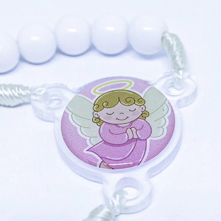 Terço Infantil Com Caixa Acrílica - Anjo Rosa - Image 3