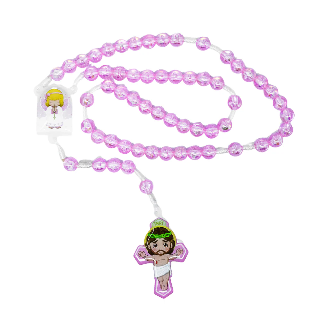 Terço Infantil Com Saquinho - Anjo da Guarda Rosa - Image 3