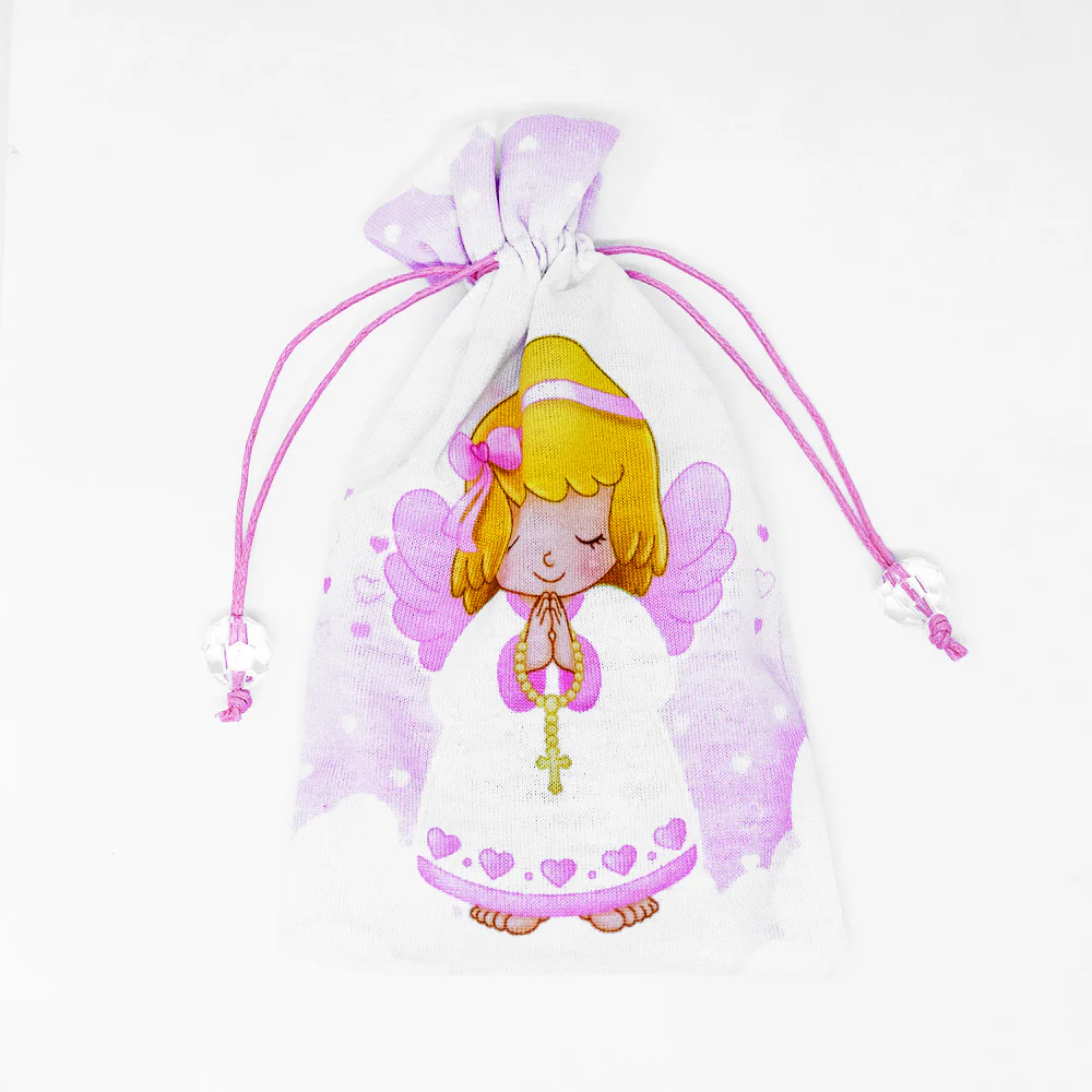 Terço Infantil Com Saquinho - Anjo da Guarda Rosa - Image 5