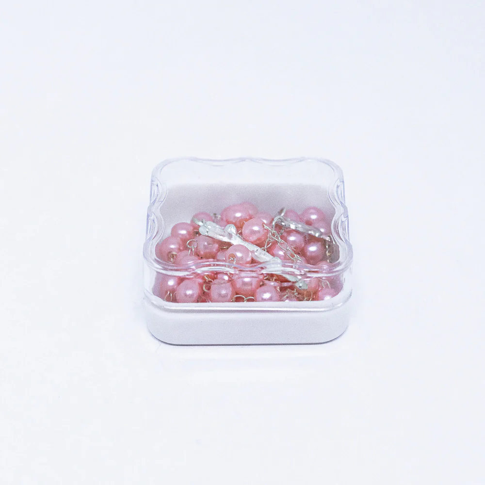 Terço Pérola 6mm na Caixinha de Acrílico - Rosa - Image 5