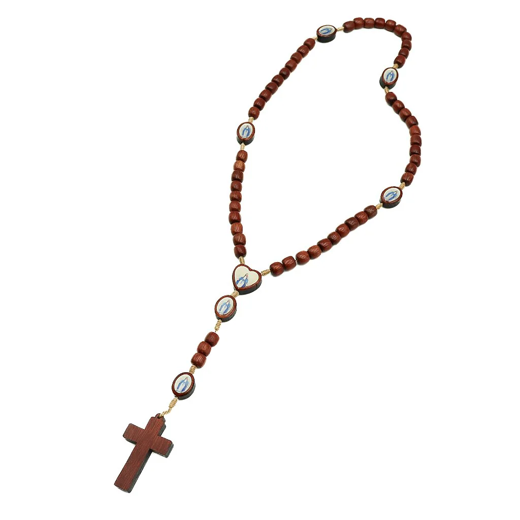 Terço Pai Nosso Oval Resinado Entre Meio Coração - Nossa Senhora. das Graças - Image 2