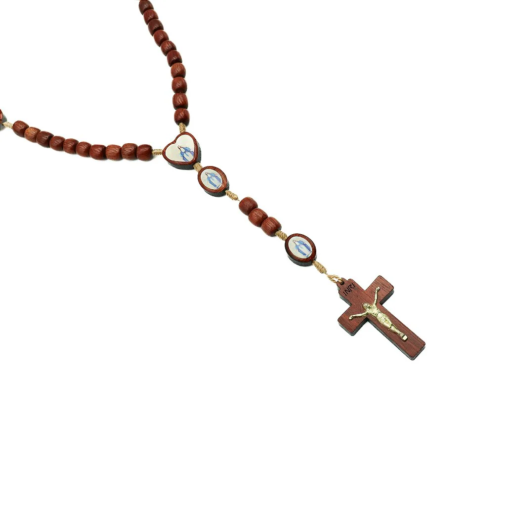 Terço Pai Nosso Oval Resinado Entre Meio Coração - Nossa Senhora. das Graças - Image 3